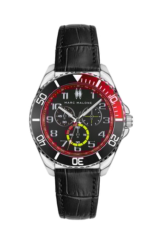 Montre à quartz en cuir - Noir et argenté