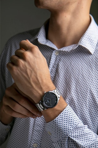 Montre à quartz en acier - Argenté et noir - Frédéric Graff