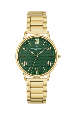 Montre à quartz en acier - Doré et vert