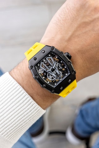 Montre automatique en silicone - Jaune et noir