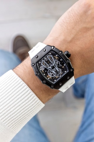 Montre automatique en silicone - Blanc et noir - Walter Bach