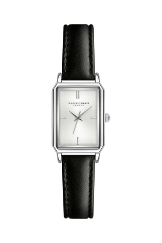 Montre à quartz en cuir et plaqué ion argent - Frederic Graff