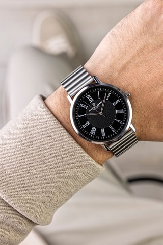 Montre à quartz en acier - Argenté et noir - Frederic Graff