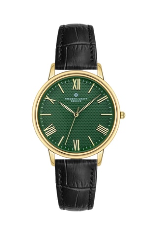Montre à quartz en cuir - Noir et vert