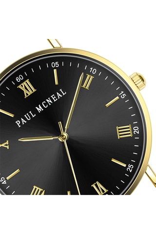 Montre à quartz en cuir - Noir et doré