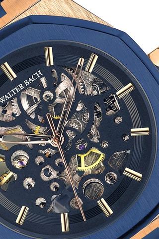 Montre automatique en métal - Bleu et rosé