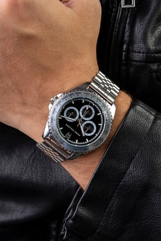 Montre à quartz en acier - Argenté et noir