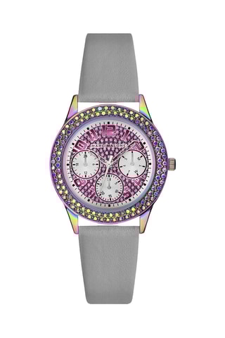 Montre à quartz en cuir - Chronographe - Gris