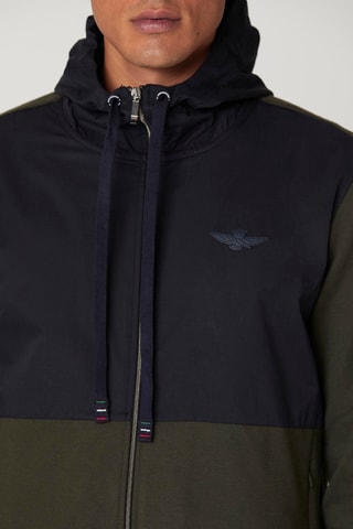 Chaqueta con capucha - Azul marino y caqui