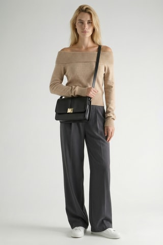 Mala a tiracolo em couro - Preto