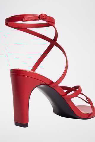 Sandálias de salto em couro - Vermelho