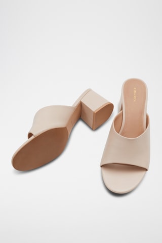 Mules de salto em couro - Bege
