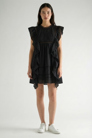 Vestido com folhos - Preto