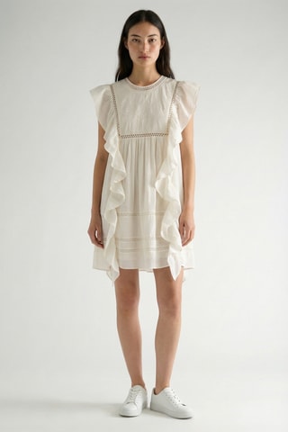 Vestido com folhos - Branco