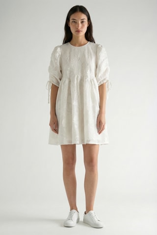 Vestido com folhos - Branco