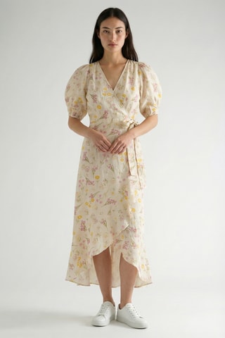 Vestido traçado em linho - Branco