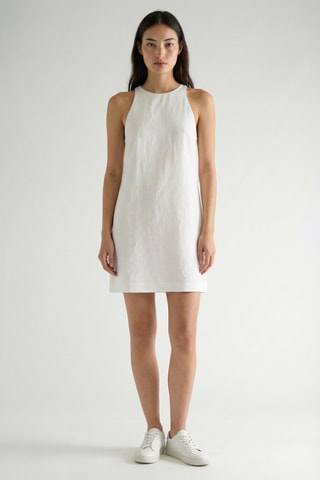 Vestido direito em linho - Branco