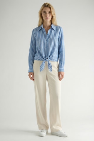 Camisa atada em linho - Azul