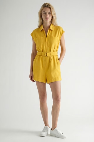 Macacão curto em linho - Amarelo