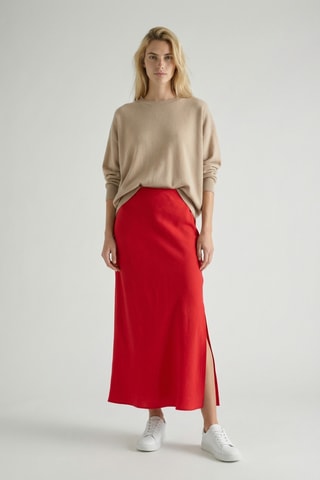 Saia comprido em linho - Vermelho