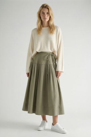 Saia comprida de cintura subida - Caqui