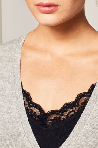 Cárdigan de lana y cachemir - Gris claro