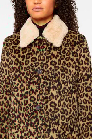 Abrigo de lana reciclada - Beige y marrón