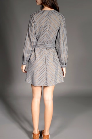 Vestido de rayas Regent - Gris y dorado