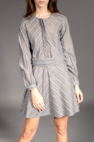 Vestido de rayas Regent - Gris y dorado