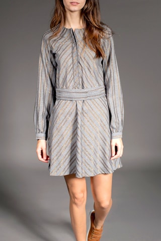 Vestido de rayas Regent - Gris y dorado