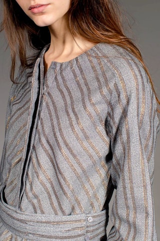 Vestido de rayas Regent - Gris y dorado