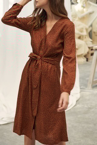 Vestido midi de lunares - Rojo