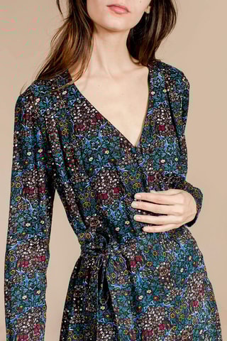 Vestido cruzado Renaissance - Azul pato y negro 