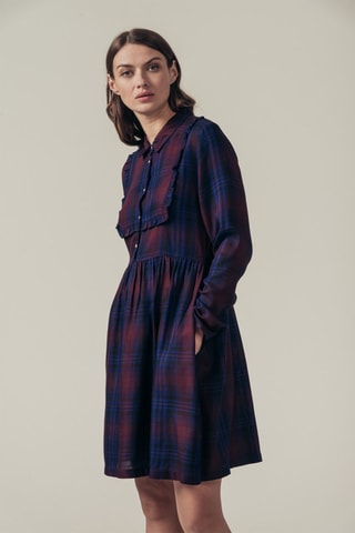 Vestido evasé Regua - Azul rey y burdeos