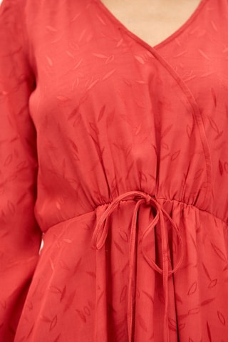 Vestido recto de lunares - Rojo