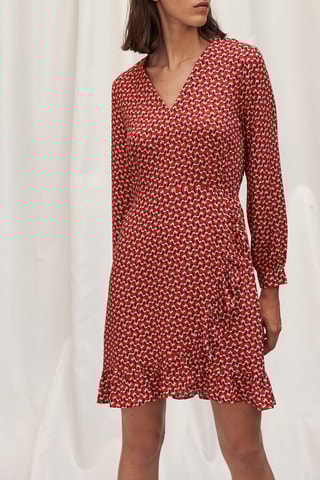 Vestido de flores avolantado - Rojo