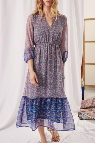 Vestido largo - 
Azul y lila