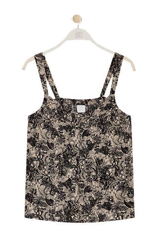 Top de flores - Crema y negro