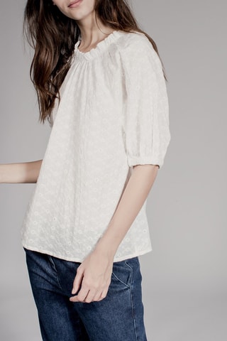 Blusa con bordado inglés Trada - Beige