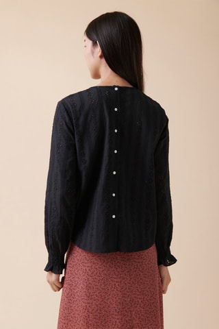 Blusa con bordado inglés Tebessa - Negro