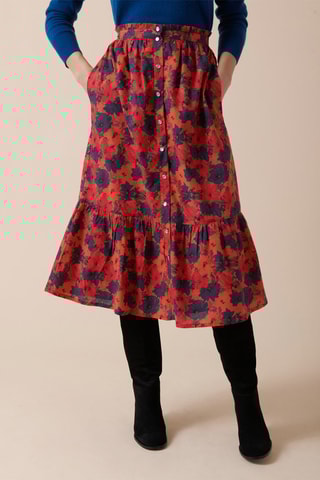 Falda midi de talle alto Jijina - Rojo