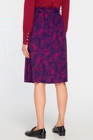 Falda fluida de talle alto - Berenjena y magenta