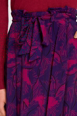 Falda fluida de talle alto - Berenjena y magenta