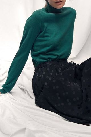 Falda midi de lunares - Negro