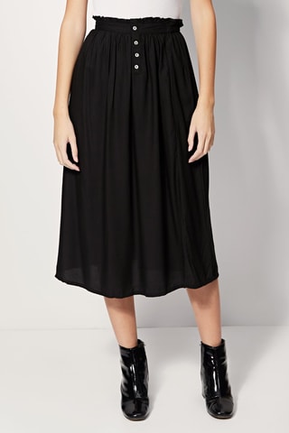 Falda midi de talle alto Josefina - Negro