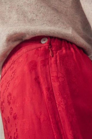 Falda midi de talle alto Jinette - Rojo