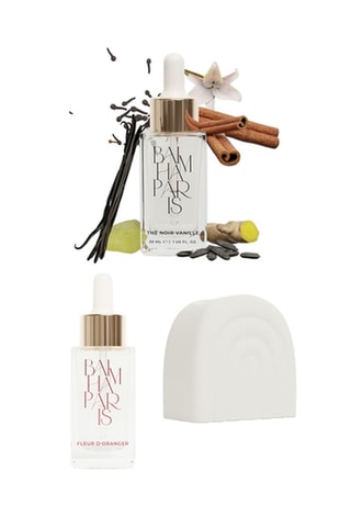 2 huiles de diffusion - Thé noir vanillé Baiham et Fleur d'oranger - 2 x 30 ml et brûleur Arche