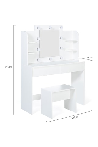 Tocador de 2 cajones y taburete Zita - 108 x 41 x 40 cm/48 x 40,5 x 29,5 cm