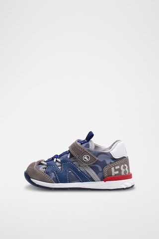 Sandalias de piel bovina - Topo y azul marino