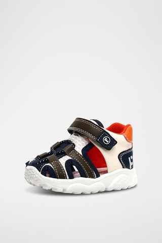 Sandalias de piel Boses - Azul noche y beige